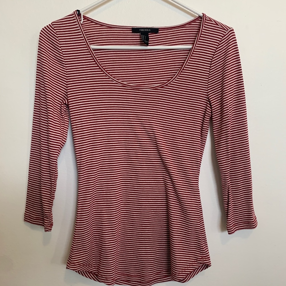 Red and white striped ribbed shirt